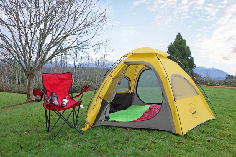 KAZOO Outdoor Family Tent Durable Lightweight, Waterproof Camping Tents Easy Setup, Beach Screen Tent Sun Shade 3 Person (Yellow) - Image 3